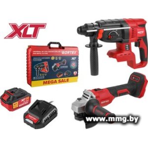 Wortex 1329852 (перфоратор, болгарка, 1 АКБ, кейс)