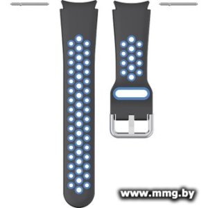 Ремешок Rumi Sport N-style силиконовый для Samsung Galaxy Watch4/5/6 (20 мм, черный/синий)