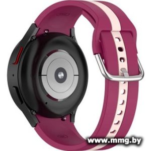 Ремешок Rumi Sport Line силиконовый для Samsung Galaxy Watch4/5/6 (20 мм, вишневый/бежевый)