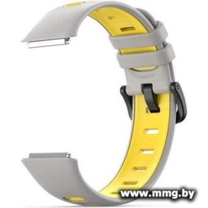 Купить Ремешок Rumi силиконовый для Huawei Band 7 (серый/желтый) в Минске, доставка по Беларуси