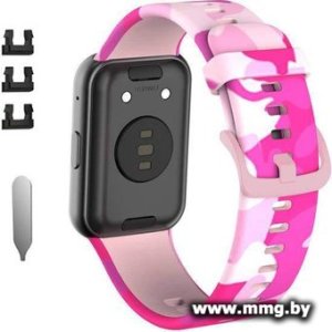 Ремешок Rumi силиконовый для Huawei Watch FIT, Watch FIT Elegant (розовый камуфляж)