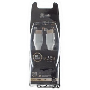 Купить Кабель CACTUS HDMI - HDMI CS-HDMI.2.1-1.8 (1.8 м, серебристый) в Минске, доставка по Беларуси