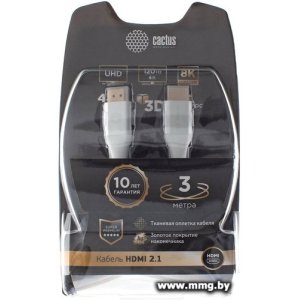 Кабель CACTUS HDMI - HDMI CS-HDMI.2.1-3 HDMI (3 м, серебристый)