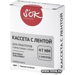 Картридж-лента для термопринтера Sakura Printing BLK4WBA7 (черный на белом)