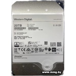 Купить 20000Gb WD Ultrastar DC HC560 WUH722020BL4207 в Минске, доставка по Беларуси