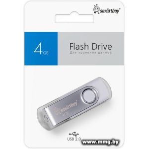 Купить 4GB SmartBuy Twist (белый/серебристый) SB004GB2TWW в Минске, доставка по Беларуси