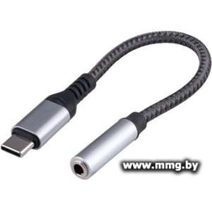 Адаптер Cablexpert CCA-UC3.5F-AL USB Type-C - 3.5 Jack (0.15 м, серебристый/черный)
