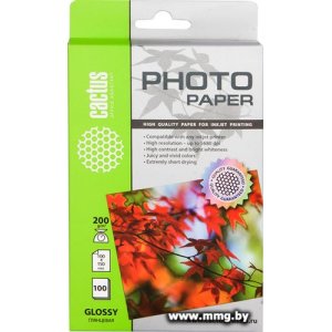 Фотобумага CACTUS Глянцевая A6 200 г/кв.м. 100 листов (CS-GA6200100)