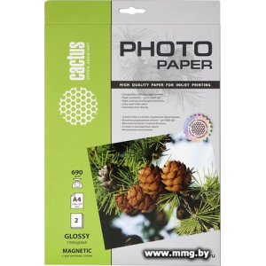 Фотобумага CACTUS Глянцевая магнитная A4 690 г/кв.м. 2 листа (CS-MGA46902)