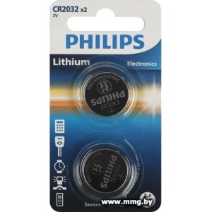 Купить Батарейка Philips CR2032 (2 шт) (CR2032P2/51) в Минске, доставка по Беларуси