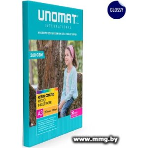 Фотобумага UNOMAT Inkjet Photo Paper A3 Glossy A3 260 гр/м2 20 л UNM-PP-A3-GL