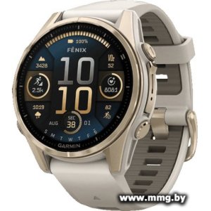 Garmin Fenix 8 Sapphire 43мм (золотистый, дымчато-серый ремешок)