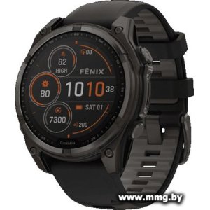 Garmin Fenix 8 Solar, Sapphire 47мм (титановый угольно-серый DLC с черным ремешком)
