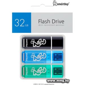 32GB SmartBuy Glossy комплект 3 шт. (чёрный/синий/зелёный) SB032GB2GSKBGSET