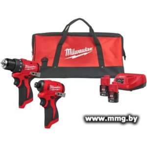 Milwaukee M12 BLPP2D-202B 4933500139 (шуруповерт, винтоверт, 2 АКБ, сумка)