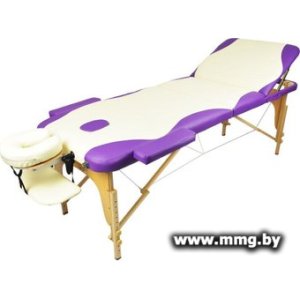 Массажный стол Atlas Sport 70 см складной 3-с деревянный (кремово-фиолетовый)