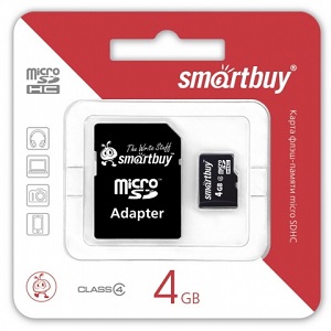 Купить SmartBuy 4Gb microSDHC SB4GBSDCL4-01 +adapter в Минске, доставка по Беларуси